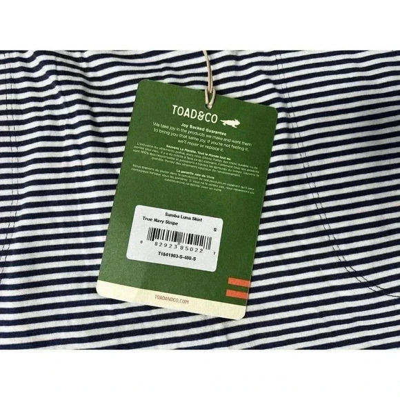 Toad & Co Samba Luna Skirt Navy Blue Stripe Small Title Nine Organic Cotton NEW - Picture 3 of 4